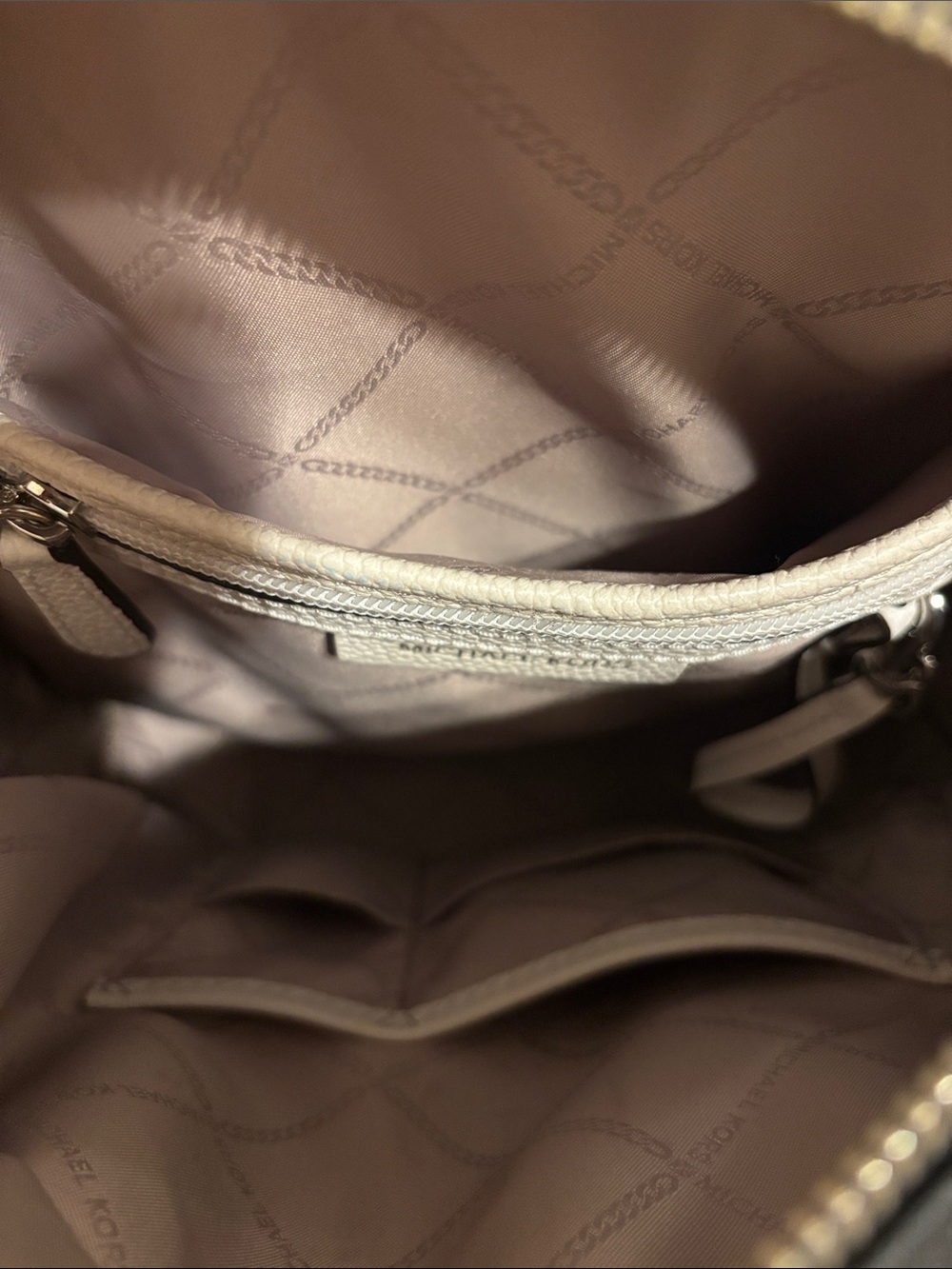 Michael Kors White Backpack with Black Logo Stripe - Picture 3 of 5